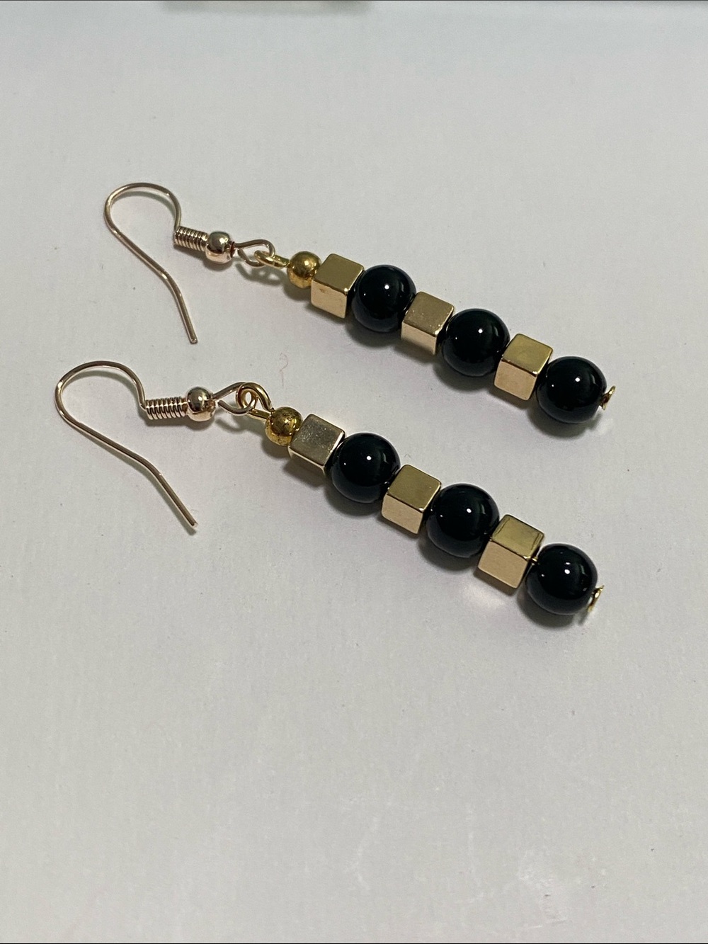 Good Vibes Only Gold and Black Bead Drop Earrings - Womens Jewelry